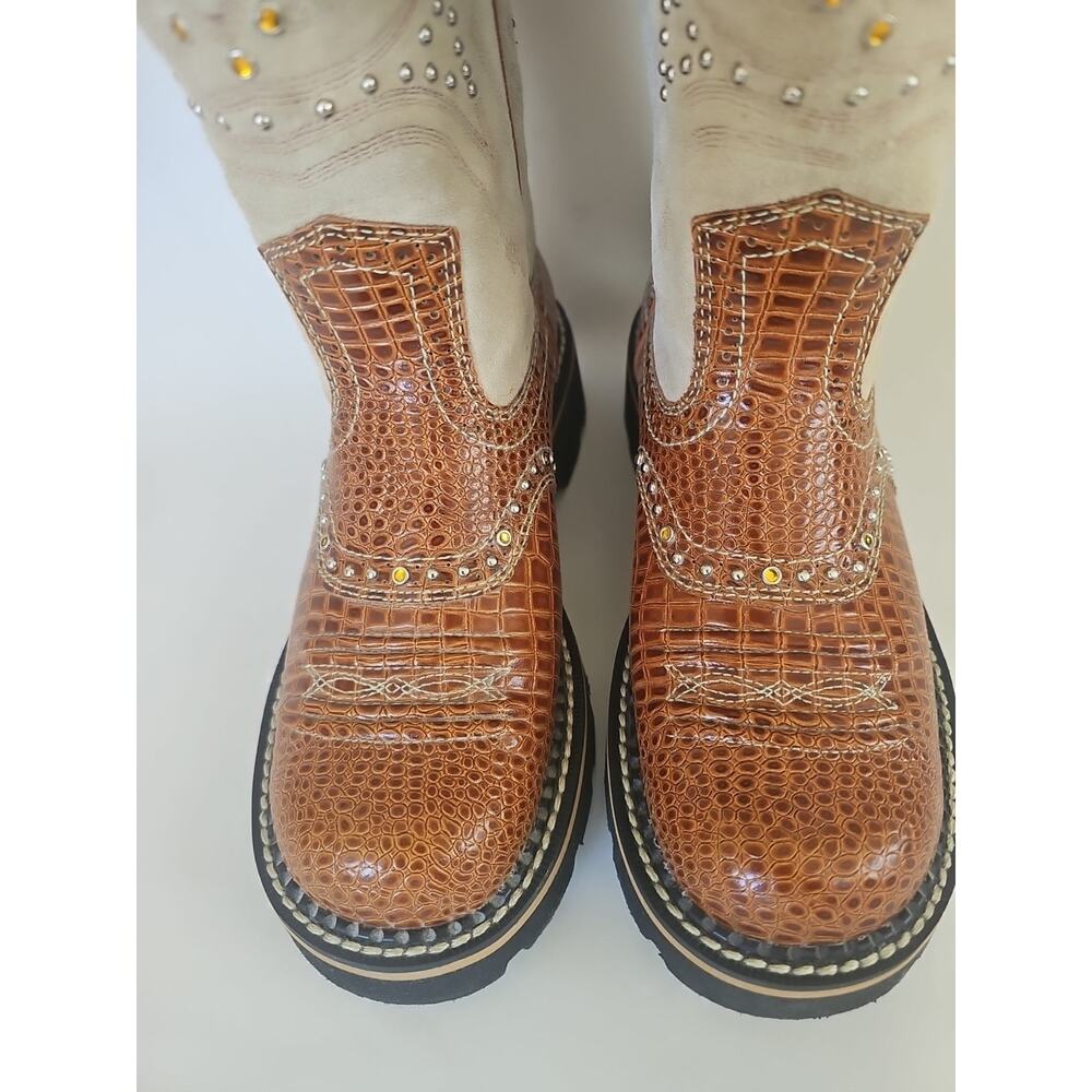 Ariat Boots Womens Fatbaby Gembaby Tall Buckaroo Heart Cowgirl Size 6 - Picture 2 of 11